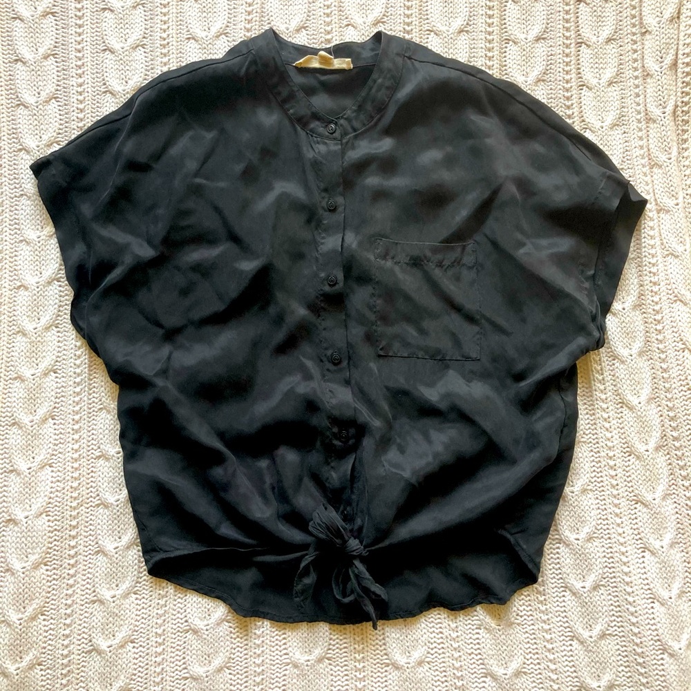Tie Front Boutique Silky Blouse